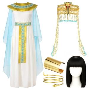 Egyptian Costume Jewelry Set with Black Bob Wig
