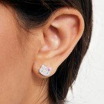 Hello Kitty Silver Plated Crystal Stud Earrings