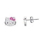 Hello Kitty Silver Plated Crystal Stud Earrings