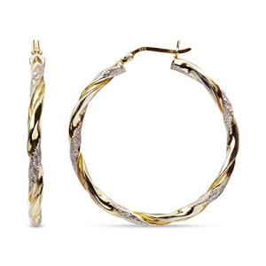 Twisted Two-Tone Sterling Silver Hoop Earrings