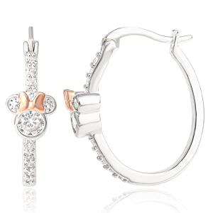 Disney Minnie Mouse Silver & Pink Hoop Earrings
