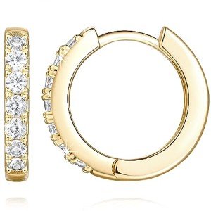 14K Gold Diamond Huggie Hoop Earrings for Women