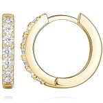 14K Gold Diamond Huggie Hoop Earrings for Women