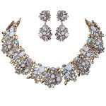 Vintage Crystal Rhinestone Choker Necklace and Earring Set