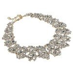 Silver Crystal Tassel Choker Statement Necklace