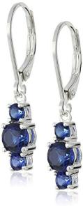 Sterling Silver Blue Sapphire Birthstone Dangle Earrings