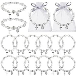 60 Pcs White Rosary Bracelets for Women