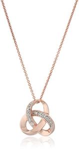 Pink Sterling Silver Diamond Knot Pendant Necklace