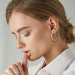 14K Gold Twisted Hoop Earrings for Women