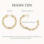 14K Gold Twisted Hoop Earrings for Women