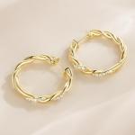 14K Gold Twisted Hoop Earrings for Women