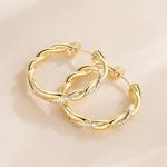 14K Gold Twisted Hoop Earrings for Women