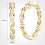 14K Gold Twisted Hoop Earrings for Women