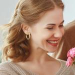 14K Gold Twisted Hoop Earrings for Women