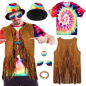 6-Piece 60s/70s Hippie Costume Set Accessory Pack