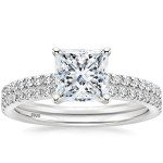 Elegant 2CT Sterling Silver Princess Cut Bridal Ring Set