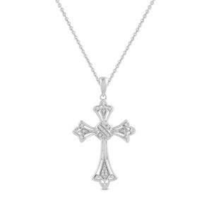 Sterling Silver Diamond Cross Pendant Necklace, 18