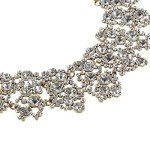 Silver Crystal Tassel Choker Statement Necklace