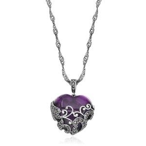 Sterling Silver Filigree Heart Pendant Necklace