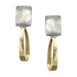 Marjorie Baer Rectangle Brass and Silver Earrings