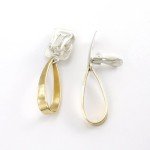 Marjorie Baer Rectangle Brass and Silver Earrings