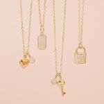 18k Gold Plated Pave CZ Dog Tag Necklace