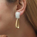 Marjorie Baer Rectangle Brass and Silver Earrings