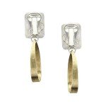 Marjorie Baer Rectangle Brass and Silver Earrings