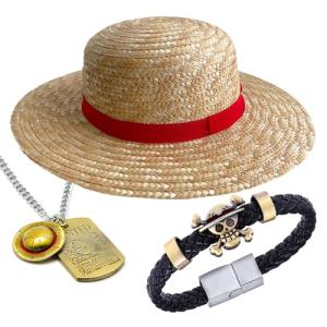Luffy Straw Hat & Jewelry Set - 3 Pieces