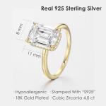 18K Gold Plated Emerald Cut Engagement Ring