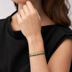 Gold-Tone Stainless Steel Malachite Bead Bracelet