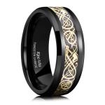 Men's Black Tungsten Dragon Wedding Band, 8mm