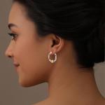 Sterling Silver High Polish Beaded Hoop Earrings