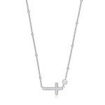 Sterling Silver Sideways Cross Necklace for Women