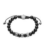 Diesel Unisex Black Stainless Steel Beaded Bracelet