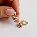 Puffed Heart Hoop Earrings in Gold & Silver