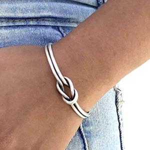 Minimalist Sterling Silver Knot Cuff Bracelet