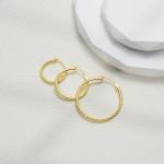 14K Gold Engraved Hoop Earrings for Women