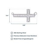 Sterling Silver Sideways Cross Necklace for Women
