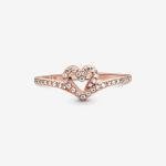Pandora Wishbone Heart Ring in Rose Gold