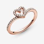 Pandora Wishbone Heart Ring in Rose Gold