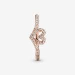 Pandora Wishbone Heart Ring in Rose Gold