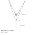14K Gold Plated Layered Necklace with Bar Charm