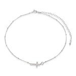 Sterling Silver Sideways Cross Necklace for Women