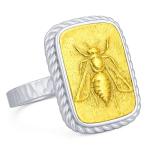 Sterling Silver Honey Bee Signet Ring for Women