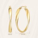 Large Twisted 14K Gold Hoop Earrings for Women