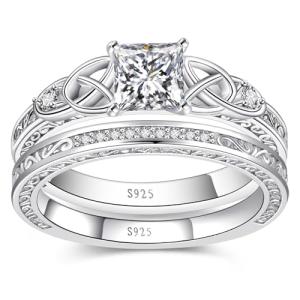 Princess Cut Engagement & Wedding Ring Set for Women