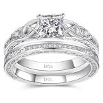 Princess Cut Engagement & Wedding Ring Set for Women