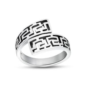 Unique Twist Wrap Greek Key Sterling Silver Ring