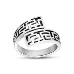 Unique Twist Wrap Greek Key Sterling Silver Ring